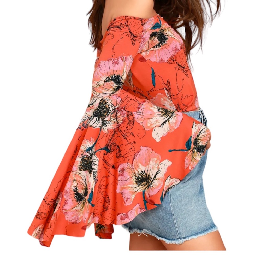 Floral Long Sleeve Top - Orange